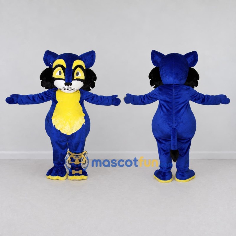 Custom Blue and Yellow Cat Mascot Costume Adult Full Body Suit for Children's Parties