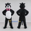 Custom Black White and Pink Cat with Bow Tie Mascot Costume Adult Full Body Suit for Pet Events Custom Black White and Pink Cat with Bow Tie Mascot Costume Adult Full Body Suit for Pet Events