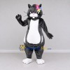 Custom Dark Gray and White Cat with Flowers Mascot Costume Adult Full Body Suit for Children's Parties