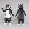 Custom Dark Gray and White Cat with Flowers Mascot Costume Adult Full Body Suit for Children's Parties