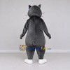Custom Dark Gray and White Cat with Flowers Mascot Costume Adult Full Body Suit for Children's Parties