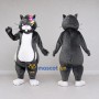 Custom Dark Gray and White Cat with Flowers Mascot Costume Adult Full Body Suit for Children's Parties