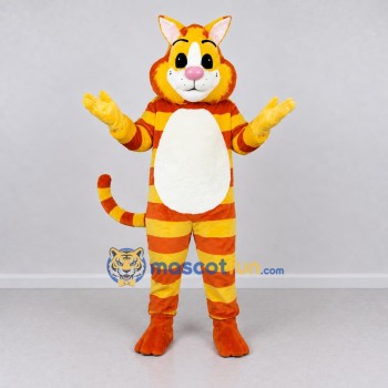 Custom Orange Yellow and White Tabby Cat Mascot Costume Adult Full Body Suit for Pet Events Custom Orange Yellow and White Tabby Cat Mascot Costume Adult Full Body Suit for Pet Events