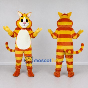 Custom Orange Yellow and White Tabby Cat Mascot Costume Adult Full Body Suit for Pet Events