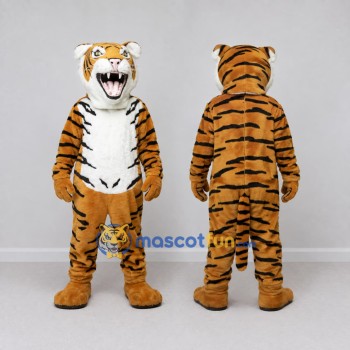 Custom Orange Black and White Roaring Tiger Mascot Costume Adult Full Body Suit for Sports Events