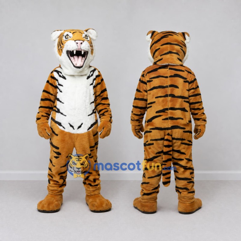 Custom Orange Black and White Roaring Tiger Mascot Costume Adult Full Body Suit for Sports Events Custom Orange Black and White Roaring Tiger Mascot Costume Adult Full Body Suit for Sports Events