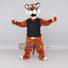 Custom Orange and Black Tiger in T-Shirt Mascot Costume Adult Full Body Suit for Sports Events Custom Orange and Black Tiger in T-Shirt Mascot Costume Adult Full Body Suit for Sports Events