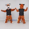 Custom Orange and Black Tiger in T-Shirt Mascot Costume Adult Full Body Suit for Sports Events Custom Orange and Black Tiger in T-Shirt Mascot Costume Adult Full Body Suit for Sports Events