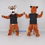 Custom Orange and Black Tiger in T-Shirt Mascot Costume Adult Full Body Suit for Sports Events