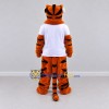 Custom Orange Black and White Tiger in T-Shirt Mascot Costume Adult Full Body Suit for Sports Events Custom Orange Black and White Tiger in T-Shirt Mascot Costume Adult Full Body Suit for Sports Events