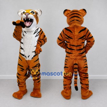 Custom Orange Black and White Roaring Tiger Mascot Costume Adult Full Body Suit for Sports Events