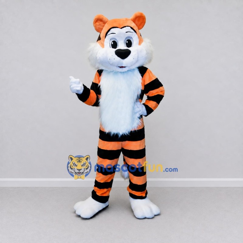 Custom Orange Black and White Tiger Mascot Costume Adult Full Body Suit for Wildlife Events Custom Orange Black and White Tiger Mascot Costume Adult Full Body Suit for Wildlife Events