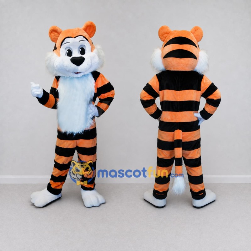 Custom Orange Black and White Tiger Mascot Costume Adult Full Body Suit for Wildlife Events Custom Orange Black and White Tiger Mascot Costume Adult Full Body Suit for Wildlife Events