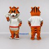 Custom Orange Black and White Tiger in T-Shirt Mascot Costume Adult Full Body Suit for Sports Events Custom Orange Black and White Tiger in T-Shirt Mascot Costume Adult Full Body Suit for Sports Events