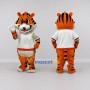 Custom Orange Black and White Tiger in T-Shirt Mascot Costume Adult Full Body Suit for Sports Events
