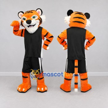Custom Orange and Black Tiger in Sportswear Mascot Costume Adult Full Body Suit for Sports Events