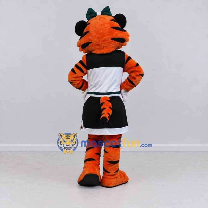 Custom Orange Black and White Tiger Cheerleader Mascot Costume Adult Full Body Suit for Sports Events Custom Orange Black and White Tiger Cheerleader Mascot Costume Adult Full Body Suit for Sports Events