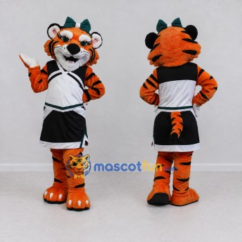 Custom Orange Black and White Tiger Cheerleader Mascot Costume Adult Full Body Suit for Sports Events