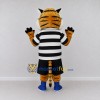 Custom Orange Black and White Tiger in Striped T-Shirt Mascot Costume Adult Full Body Suit for Sports Events Custom Orange Black and White Tiger in Striped T-Shirt Mascot Costume Adult Full Body Suit for Sports Events