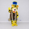 Custom Yellow and Blue Tiger in Top Hat Mascot Costume Adult Full Body Suit for Themed Parties Custom Yellow and Blue Tiger in Top Hat Mascot Costume Adult Full Body Suit for Themed Parties