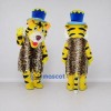 Custom Yellow and Blue Tiger in Top Hat Mascot Costume Adult Full Body Suit for Themed Parties Custom Yellow and Blue Tiger in Top Hat Mascot Costume Adult Full Body Suit for Themed Parties