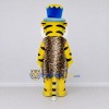 Custom Yellow and Blue Tiger in Top Hat Mascot Costume Adult Full Body Suit for Themed Parties Custom Yellow and Blue Tiger in Top Hat Mascot Costume Adult Full Body Suit for Themed Parties