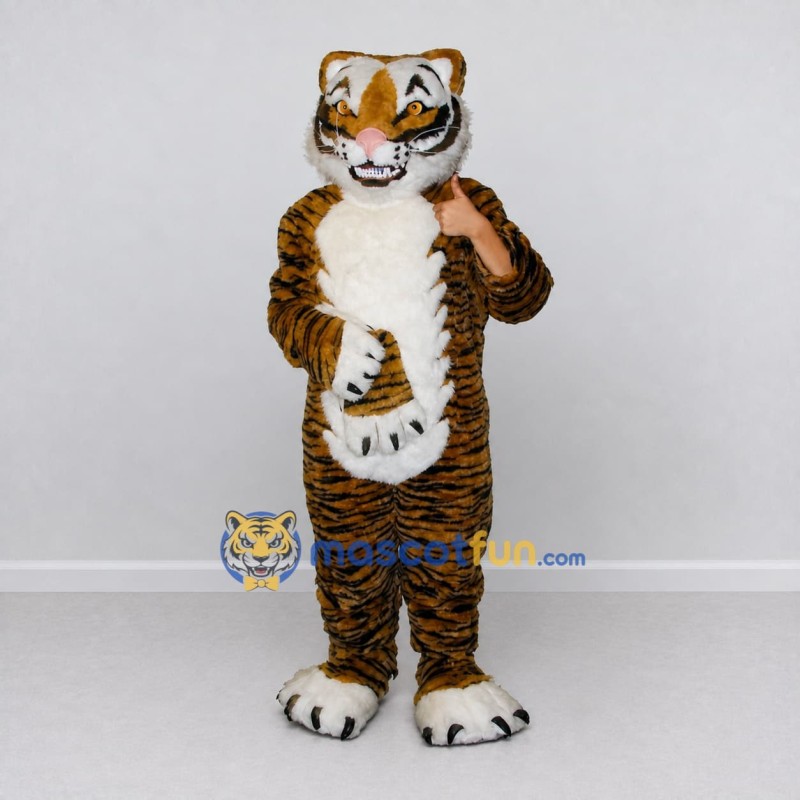 Custom Brown Black and White Tiger Mascot Costume Adult Full Body Suit for Wildlife Events Custom Brown Black and White Tiger Mascot Costume Adult Full Body Suit for Wildlife Events