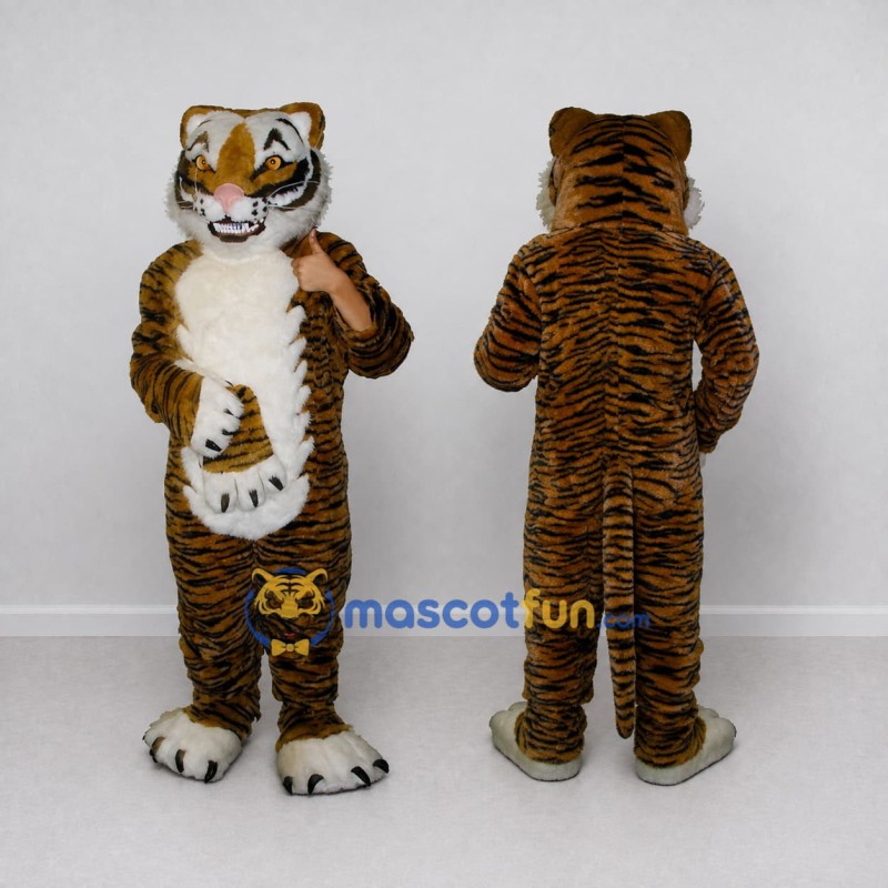 Custom Brown Black and White Tiger Mascot Costume Adult Full Body Suit for Wildlife Events Custom Brown Black and White Tiger Mascot Costume Adult Full Body Suit for Wildlife Events