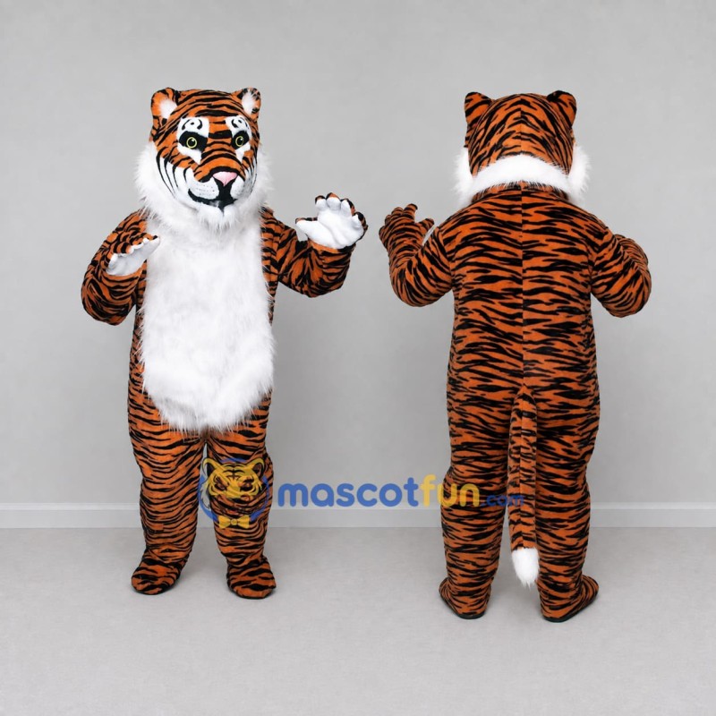 Custom Orange Black and White Tiger Mascot Costume Adult Full Body Suit for Wildlife Events Custom Orange Black and White Tiger Mascot Costume Adult Full Body Suit for Wildlife Events