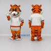 Custom Orange Black and White Tiger in T-Shirt Mascot Costume Adult Full Body Suit for Sports Events Custom Orange Black and White Tiger in T-Shirt Mascot Costume Adult Full Body Suit for Sports Events