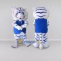 Custom White and Blue Tiger in Vest Mascot Costume Adult Full Body Suit for Sports Events