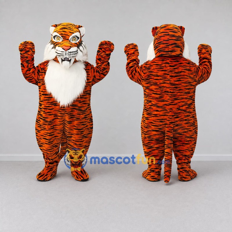Custom Orange Black and White Tiger Mascot Costume Adult Full Body Suit for Wildlife Events Custom Orange Black and White Tiger Mascot Costume Adult Full Body Suit for Wildlife Events