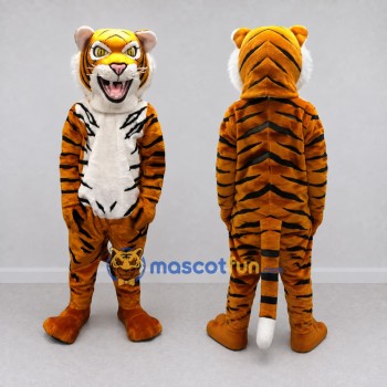 Custom Orange Black and White Roaring Tiger Mascot Costume Adult Full Body Suit for Sports Events