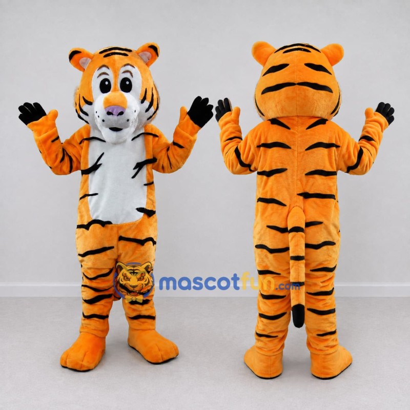 Custom Orange Black and White Tiger Mascot Costume Adult Full Body Suit for Wildlife Events Custom Orange Black and White Tiger Mascot Costume Adult Full Body Suit for Wildlife Events