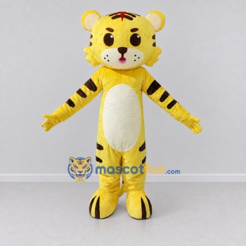 Custom Yellow Brown and Cream Tiger Mascot Costume Adult Full Body Suit for Wildlife Events