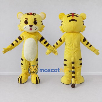 Custom Yellow Brown and Cream Tiger Mascot Costume Adult Full Body Suit for Wildlife Events