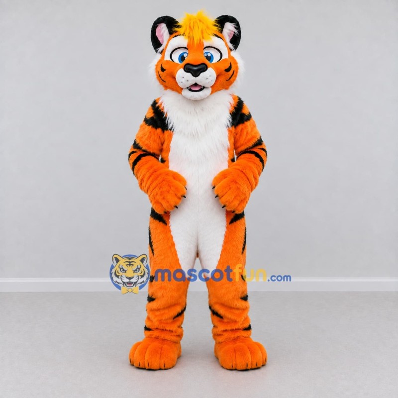 Custom Orange Black and White Tiger Mascot Costume Adult Full Body Suit for Wildlife Events Custom Orange Black and White Tiger Mascot Costume Adult Full Body Suit for Wildlife Events