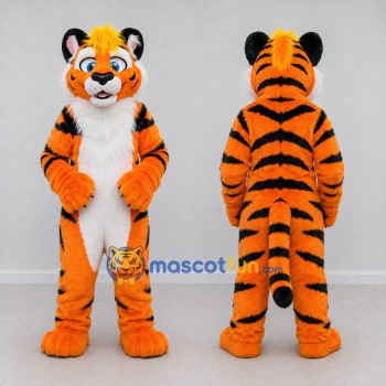 Custom Orange Black and White Tiger Mascot Costume Adult Full Body Suit for Wildlife Events
