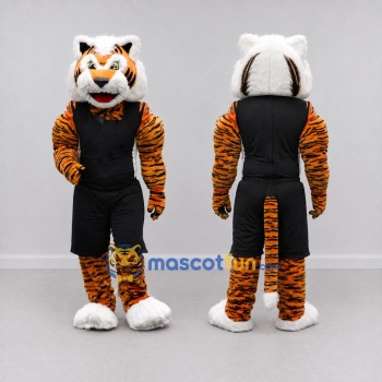 Custom Orange and Black Tiger in Sportswear Mascot Costume Adult Full Body Suit for Sports Events
