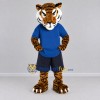 Custom Orange and Blue Tiger in Sportswear Mascot Costume Adult Full Body Suit for Sports Events