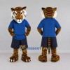 Custom Orange and Blue Tiger in Sportswear Mascot Costume Adult Full Body Suit for Sports Events