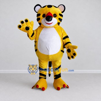 Custom Yellow Black and White Tiger Mascot Costume Adult Full Body Suit for Wildlife Events Custom Yellow Black and White Tiger Mascot Costume Adult Full Body Suit for Wildlife Events