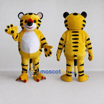 Custom Yellow Black and White Tiger Mascot Costume Adult Full Body Suit for Wildlife Events