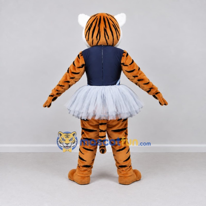 Custom Orange Navy Blue and White Tiger Ballerina Mascot Costume Adult Full Body Suit for Dance Events Custom Orange Navy Blue and White Tiger Ballerina Mascot Costume Adult Full Body Suit for Dance Events