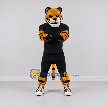 Custom Orange and Black Tiger in Sportswear Mascot Costume Adult Full Body Suit for Sports Events
