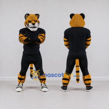 Custom Orange and Black Tiger in Sportswear Mascot Costume Adult Full Body Suit for Sports Events
