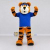Custom Orange and Blue Tiger in T-Shirt Mascot Costume Adult Full Body Suit for Sports Events Custom Orange and Blue Tiger in T-Shirt Mascot Costume Adult Full Body Suit for Sports Events
