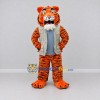 Custom Orange and Gray Tiger in Vest Mascot Costume Adult Full Body Suit for Community Events Custom Orange and Gray Tiger in Vest Mascot Costume Adult Full Body Suit for Community Events