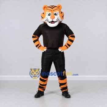 Custom Orange and Black Tiger in Sportswear Mascot Costume Adult Full Body Suit for Sports Events