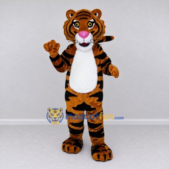 Custom Brown Black and White Tiger Mascot Costume Adult Full Body Suit for Wildlife Events